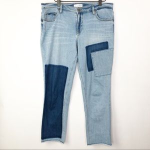 Loft Patchwork Boyfriend Cropped Jeans Size 10